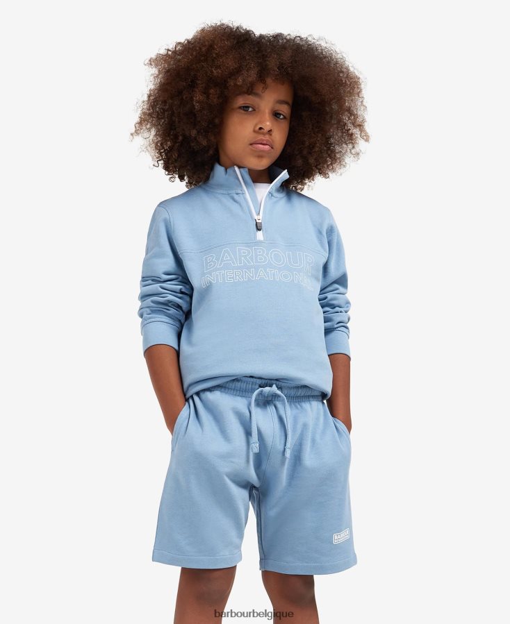 vêtements Barbour ensemble short et sweat demi-zip trick noir classique garçons T2L6ZP2526
