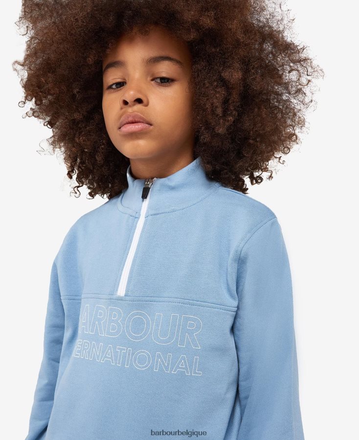 vêtements Barbour ensemble short et sweat demi-zip trick noir classique garçons T2L6ZP2526