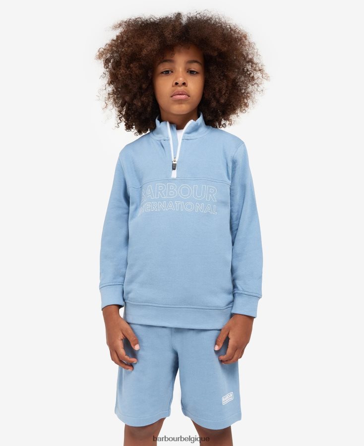 vêtements Barbour ensemble short et sweat demi-zip trick noir classique garçons T2L6ZP2526