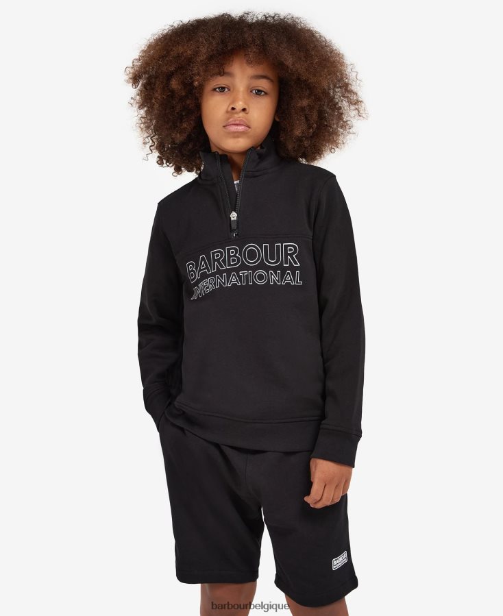 vêtements Barbour ensemble short et sweat demi-zip trick noir classique garçons T2L6ZP2536