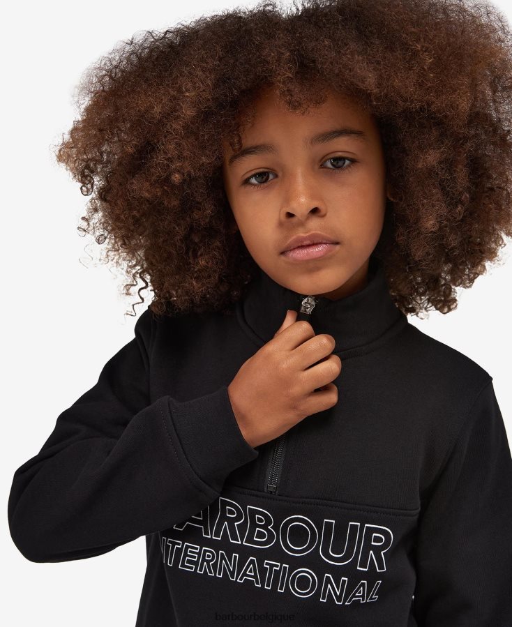 vêtements Barbour ensemble short et sweat demi-zip trick noir classique garçons T2L6ZP2536