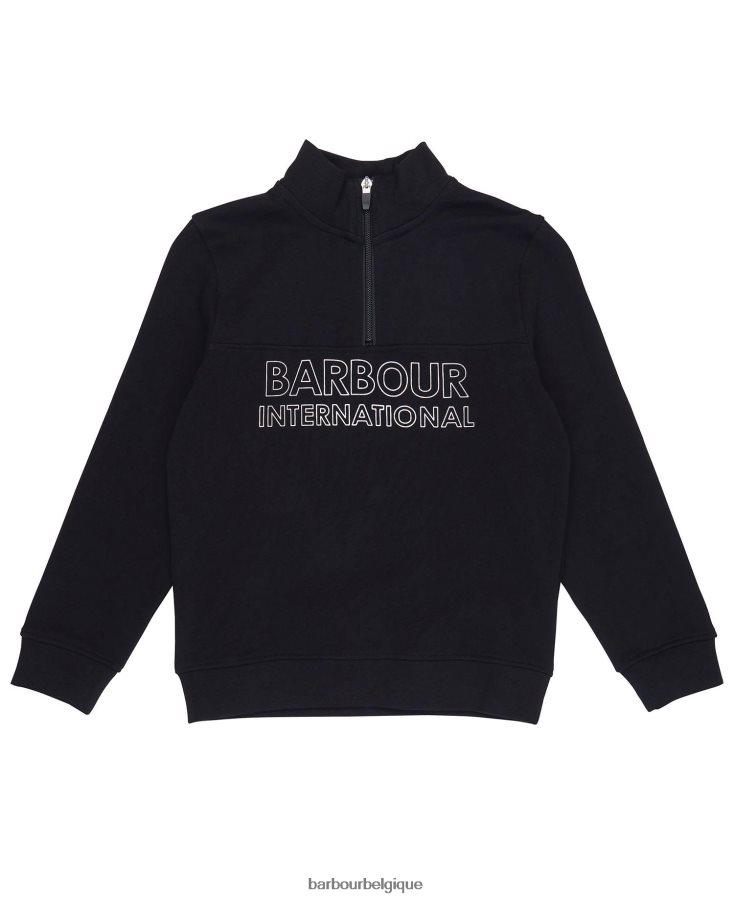 vêtements Barbour ensemble short et sweat demi-zip trick noir classique garçons T2L6ZP2536