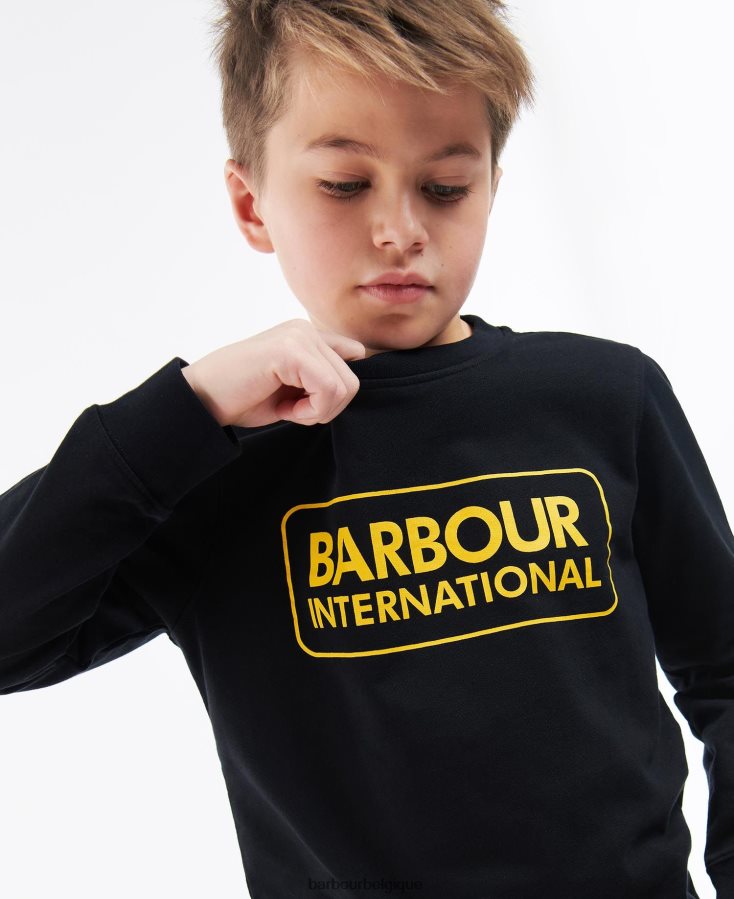 vêtements Barbour pull ras du cou à grand logo noir garçons T2L6ZP2532