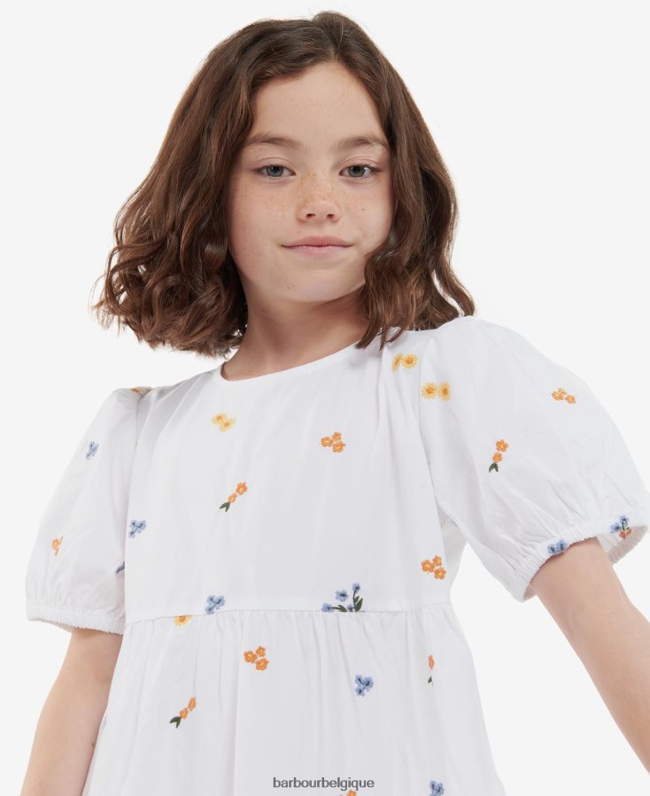 vêtements Barbour robe coraline blanc cassé filles T2L6ZP2569
