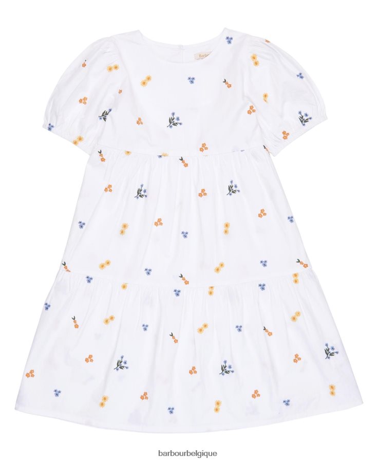 vêtements Barbour robe coraline blanc cassé filles T2L6ZP2569