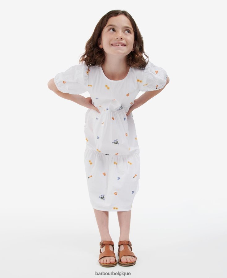 vêtements Barbour robe coraline blanc cassé filles T2L6ZP2569