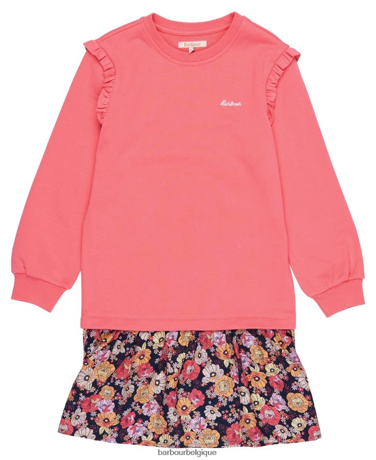 vêtements Barbour robe de lyla poinçon rose filles T2L6ZP2570
