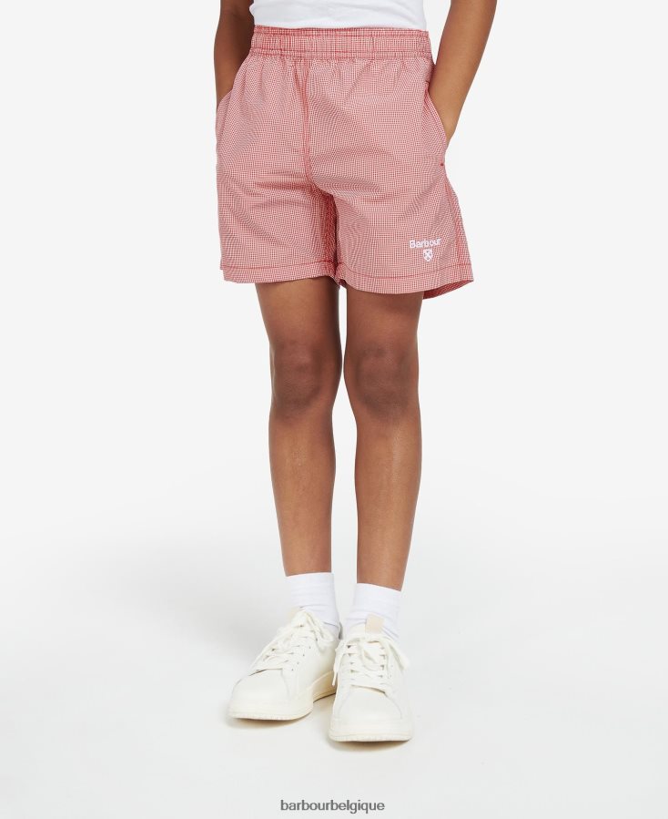 vêtements Barbour short de bain vichy rouge classique garçons T2L6ZP2511