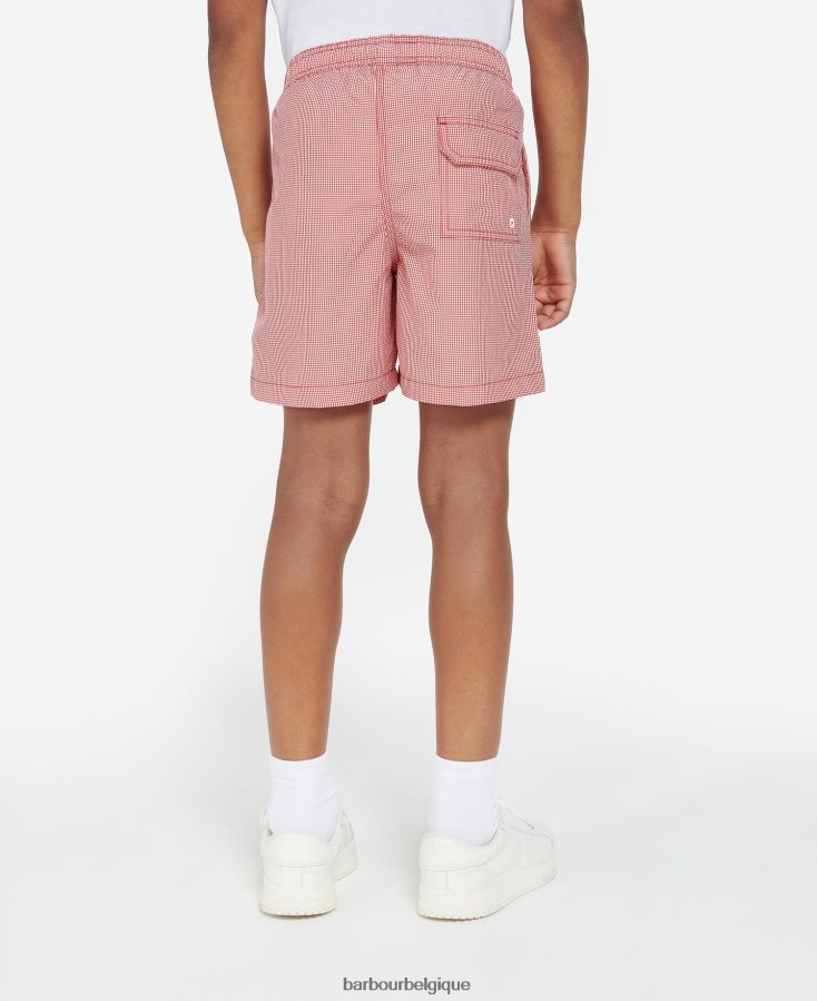 vêtements Barbour short de bain vichy rouge classique garçons T2L6ZP2511
