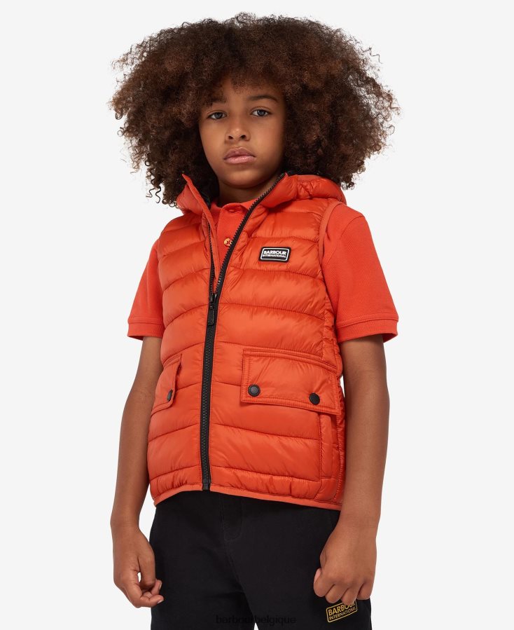 vêtements Barbour gilet de course à capuche orange classique garçons T2L6ZP2489