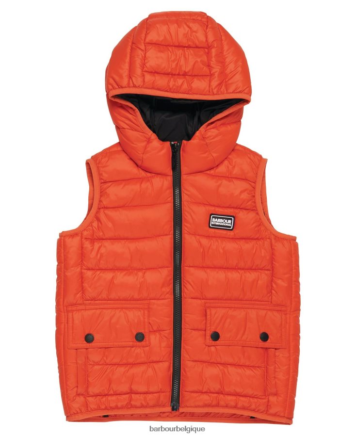 vêtements Barbour gilet de course à capuche orange classique garçons T2L6ZP2489