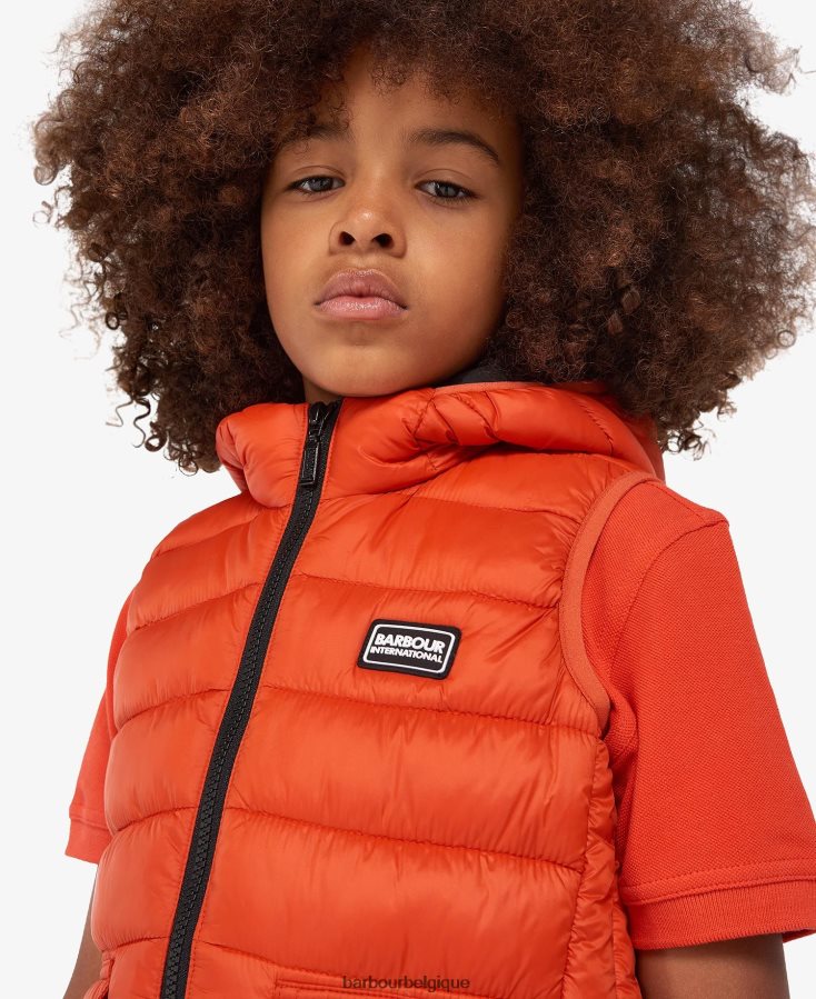 vêtements Barbour gilet de course à capuche orange classique garçons T2L6ZP2489