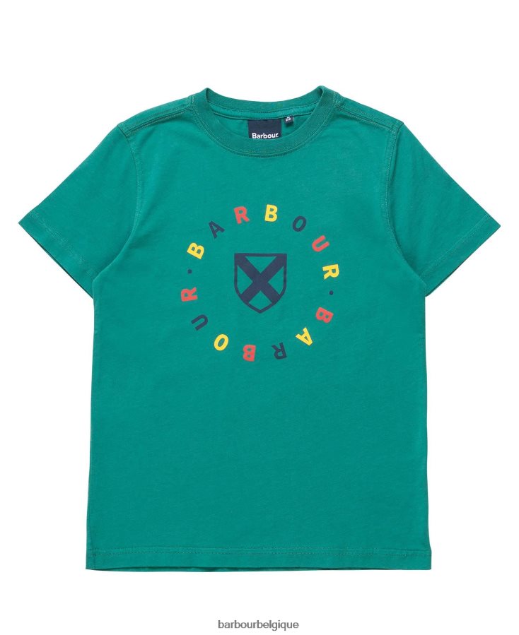 vêtements Barbour t-shirt géorgie vert vigne garçons T2L6ZP2516