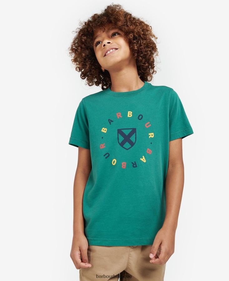 vêtements Barbour t-shirt géorgie vert vigne garçons T2L6ZP2516