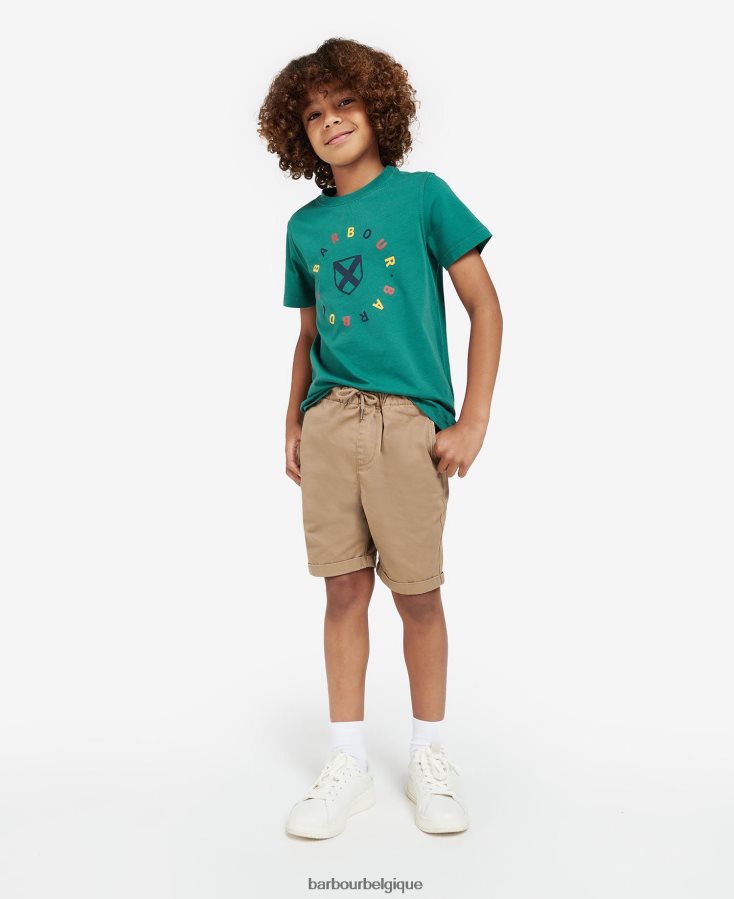vêtements Barbour t-shirt géorgie vert vigne garçons T2L6ZP2516