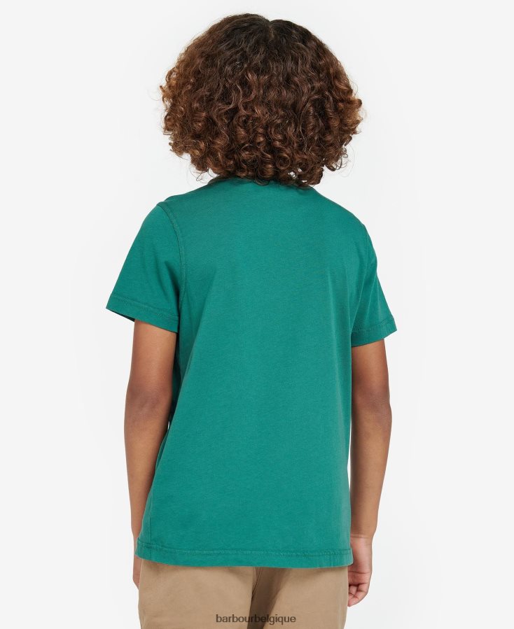 vêtements Barbour t-shirt géorgie vert vigne garçons T2L6ZP2516