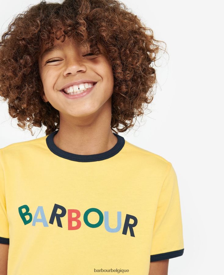 vêtements Barbour t-shirt tam jaune délavé garçons T2L6ZP2524