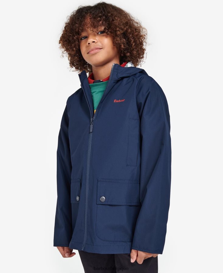 vêtements Barbour domus veste imperméable à capuche marine classique garçons T2L6ZP2490