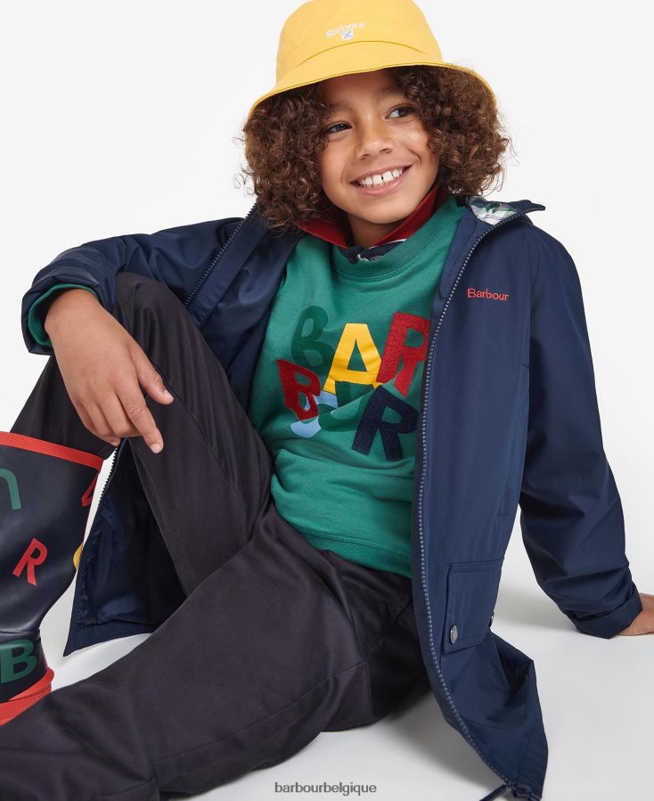 vêtements Barbour domus veste imperméable à capuche marine classique garçons T2L6ZP2490