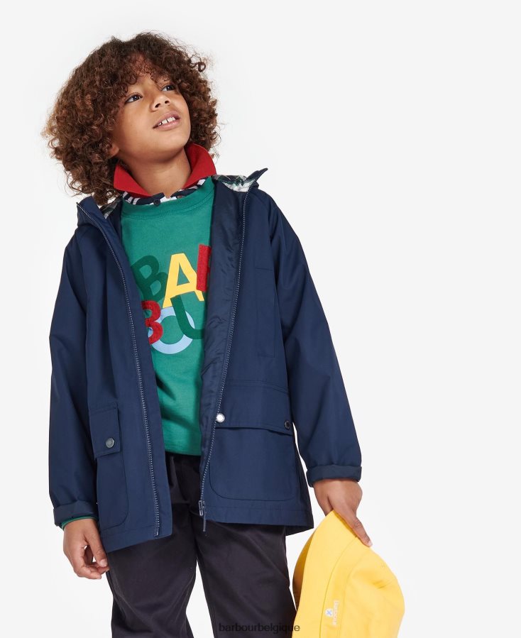 vêtements Barbour domus veste imperméable à capuche marine classique garçons T2L6ZP2490