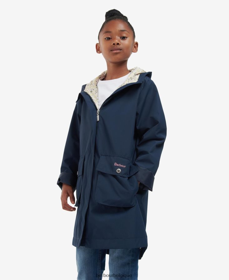 vêtements Barbour veste imperméable hama bleu marine/petit tournesol filles T2L6ZP2556
