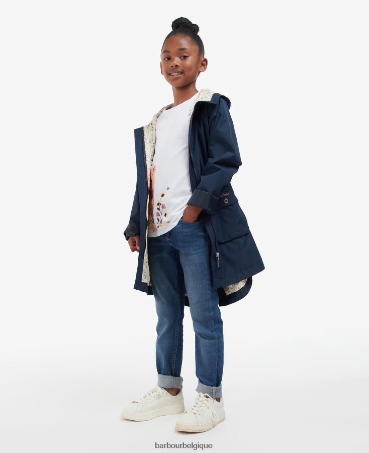 vêtements Barbour veste imperméable hama bleu marine/petit tournesol filles T2L6ZP2556