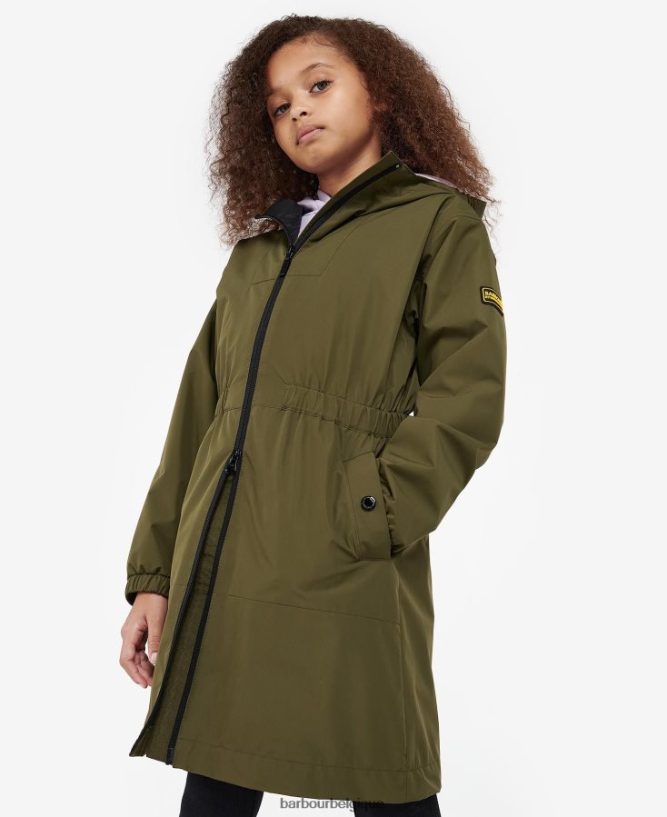 vêtements Barbour veste imperméable à la palangre rein vert palmier filles T2L6ZP2560
