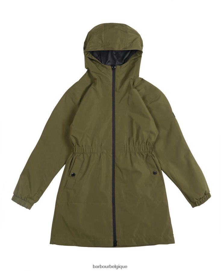 vêtements Barbour veste imperméable à la palangre rein vert palmier filles T2L6ZP2560