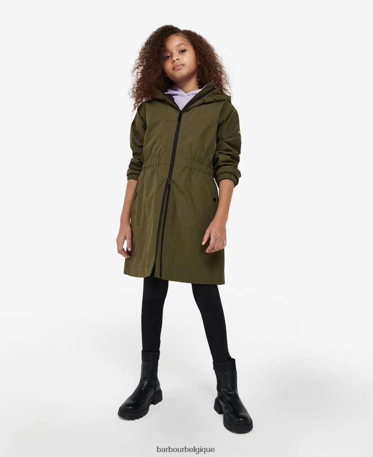 vêtements Barbour veste imperméable à la palangre rein vert palmier filles T2L6ZP2560