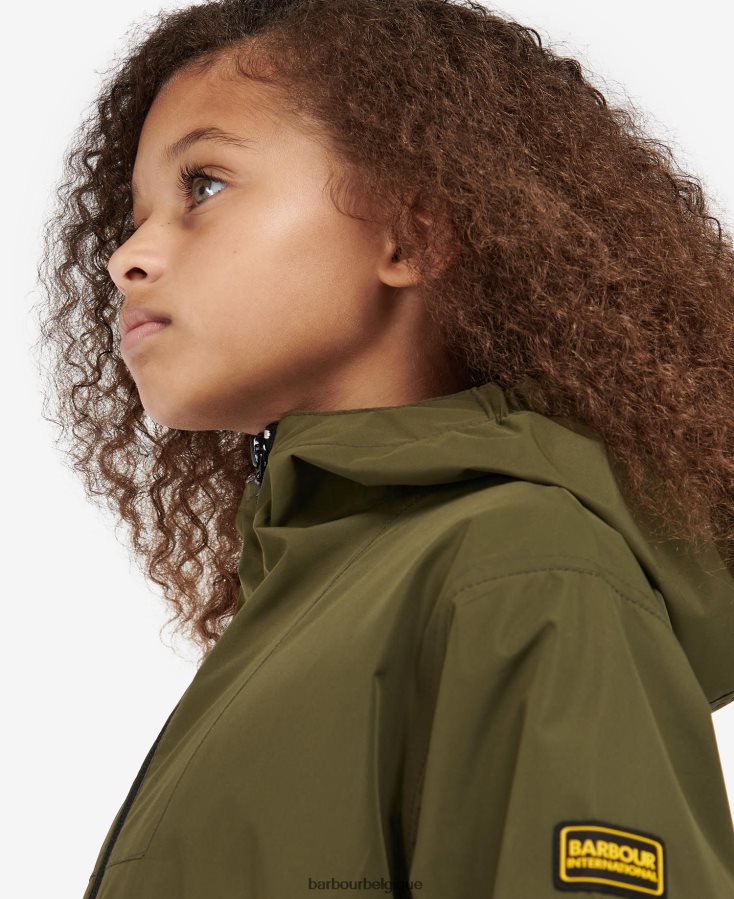 vêtements Barbour veste imperméable à la palangre rein vert palmier filles T2L6ZP2560