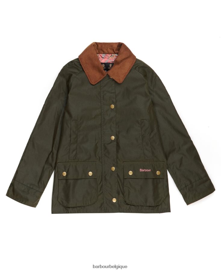 vêtements Barbour veste cirée gland archive olive/fleuri rétro filles T2L6ZP2542