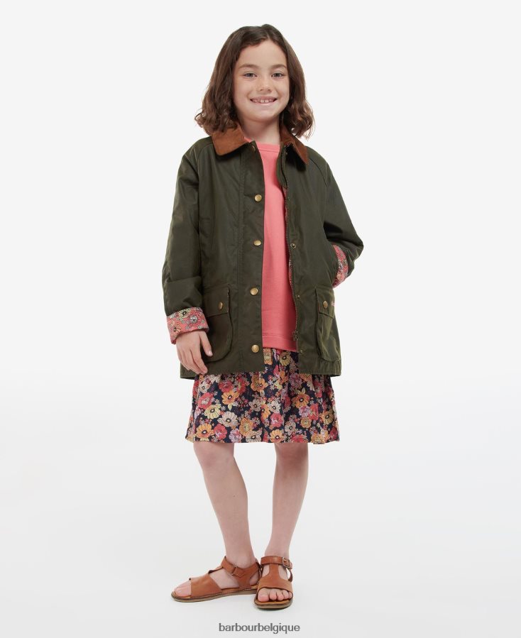 vêtements Barbour veste cirée gland archive olive/fleuri rétro filles T2L6ZP2542