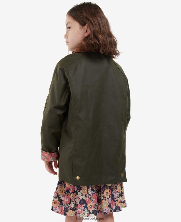 vêtements Barbour veste cirée gland archive olive/fleuri rétro filles T2L6ZP2542