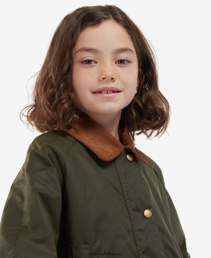 vêtements Barbour veste cirée gland archive olive/fleuri rétro filles T2L6ZP2542