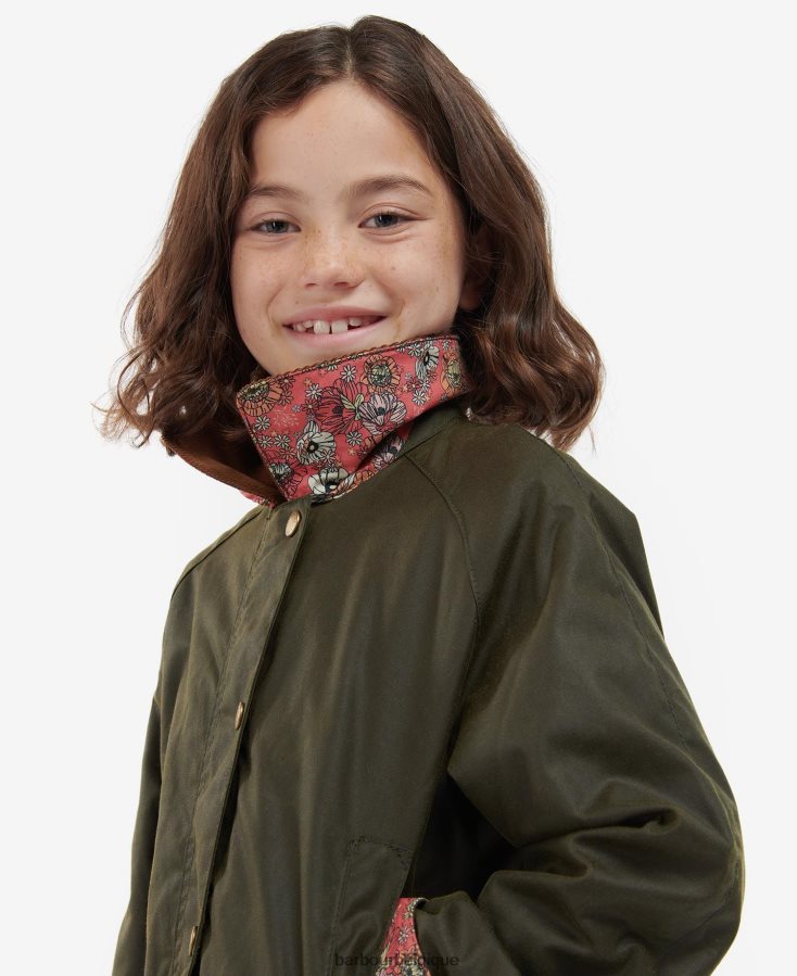 vêtements Barbour veste cirée gland archive olive/fleuri rétro filles T2L6ZP2542