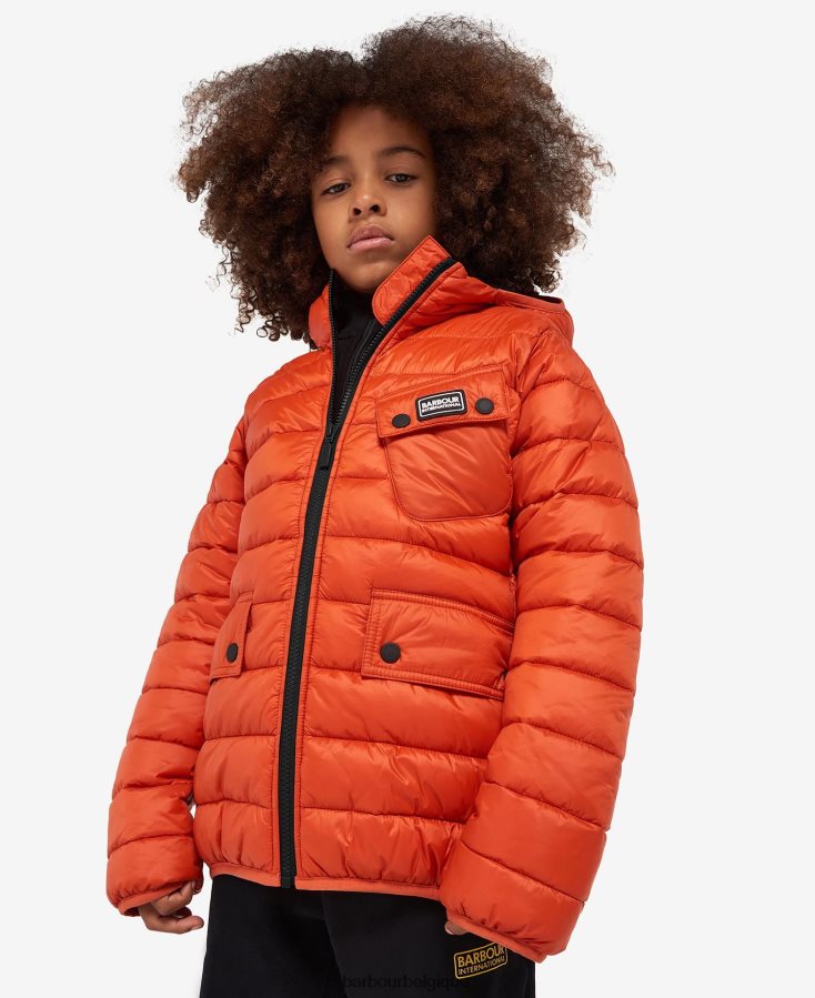 vêtements Barbour veste matelassée à capuche ouston noir jaune garçons T2L6ZP2477