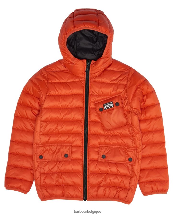 vêtements Barbour veste matelassée à capuche ouston noir jaune garçons T2L6ZP2477