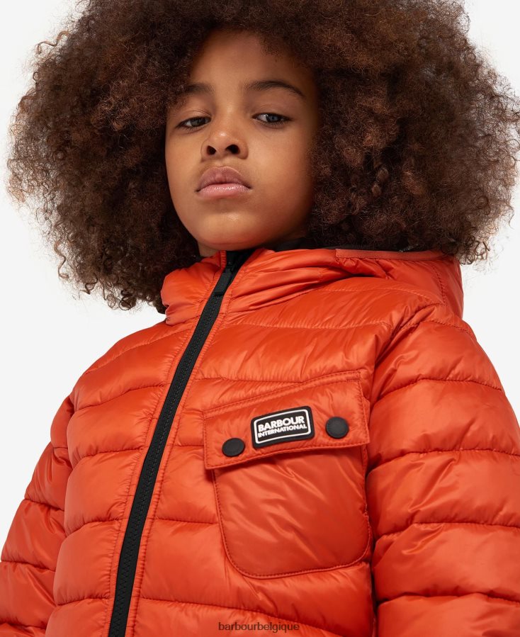 vêtements Barbour veste matelassée à capuche ouston noir jaune garçons T2L6ZP2477