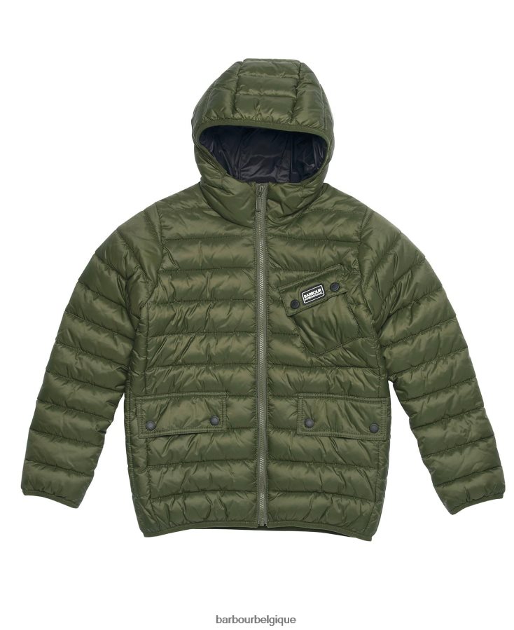 vêtements Barbour veste matelassée à capuche ouston rouge foncé garçons T2L6ZP2475