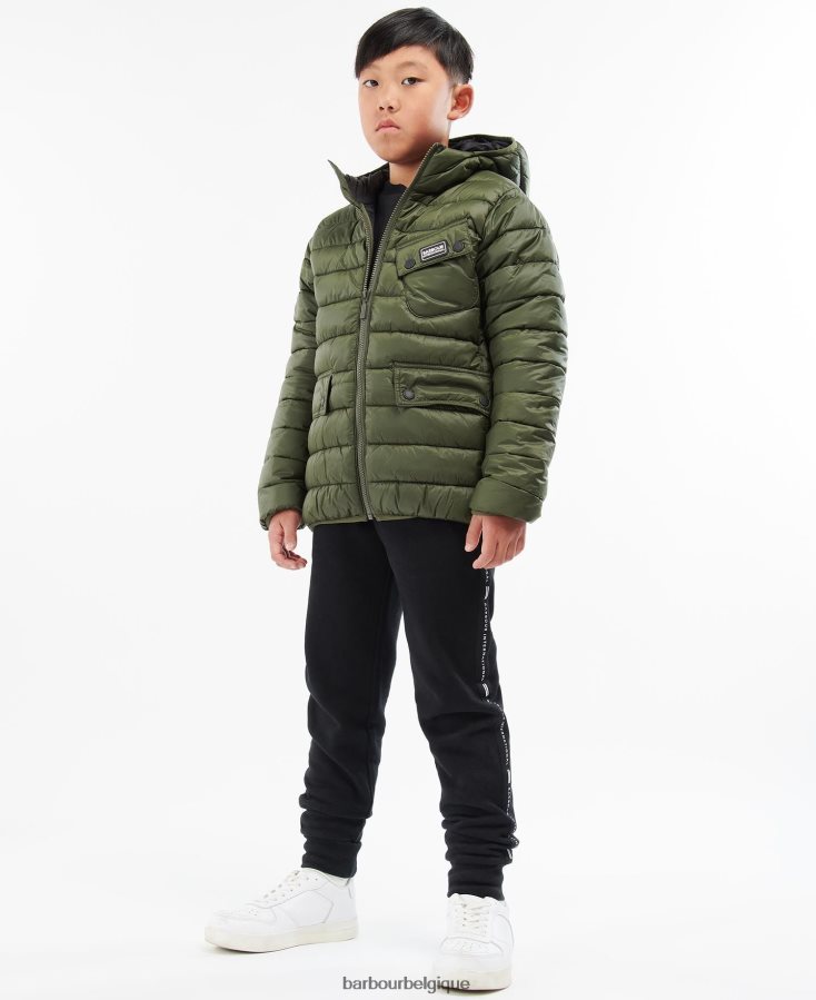 vêtements Barbour veste matelassée à capuche ouston rouge foncé garçons T2L6ZP2475