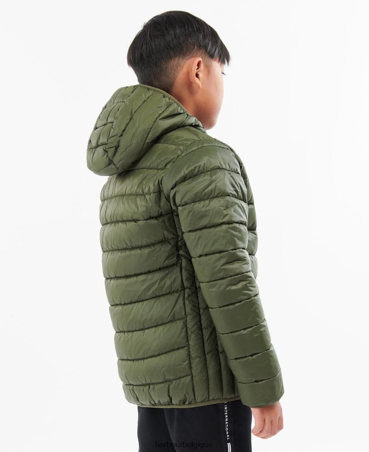 vêtements Barbour veste matelassée à capuche ouston rouge foncé garçons T2L6ZP2475