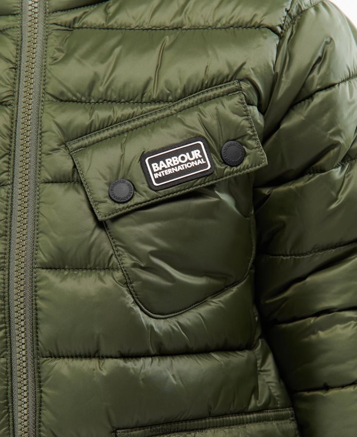 vêtements Barbour veste matelassée à capuche ouston rouge foncé garçons T2L6ZP2475