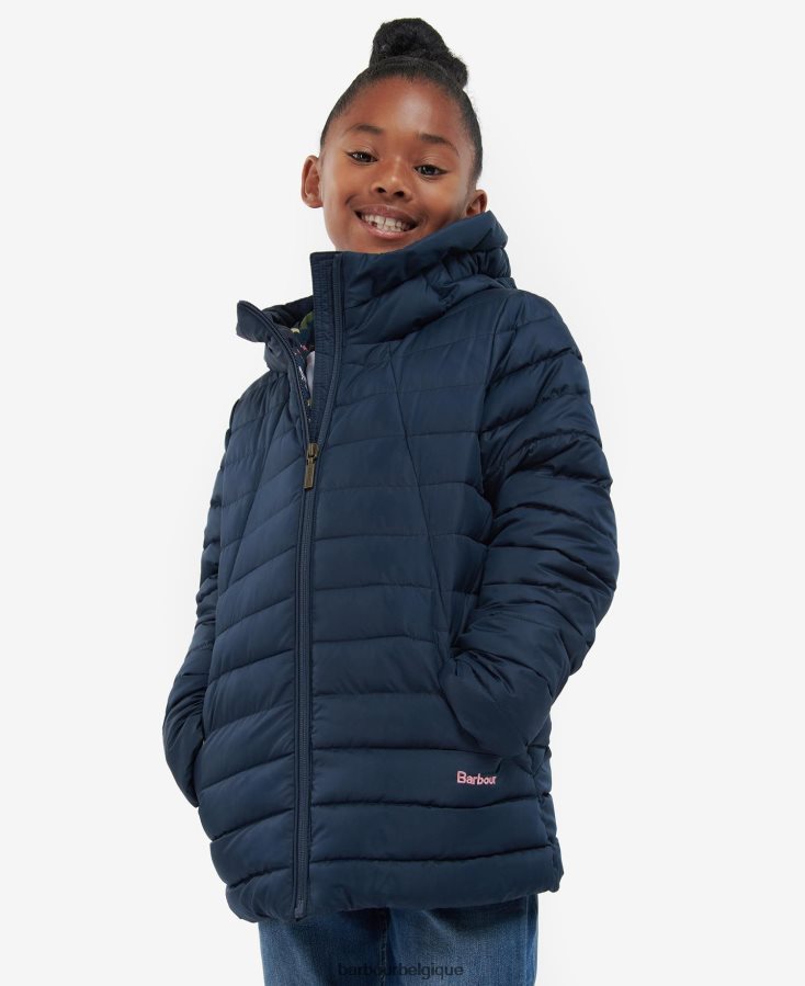 vêtements Barbour veste matelassée coraline punch rose/fleuri rétro filles T2L6ZP2545