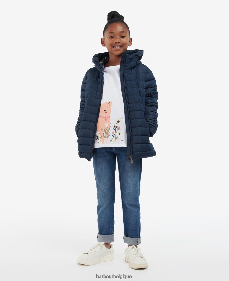 vêtements Barbour veste matelassée coraline punch rose/fleuri rétro filles T2L6ZP2545