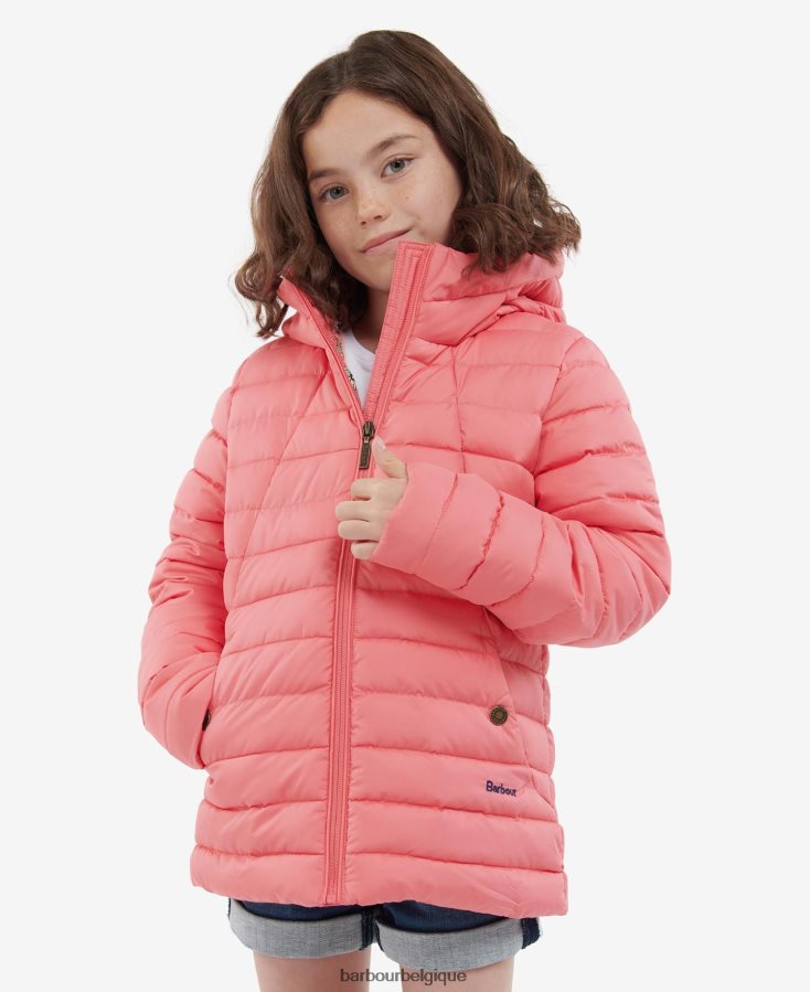 vêtements Barbour veste matelassée coraline punch rose/fleuri rétro filles T2L6ZP2546