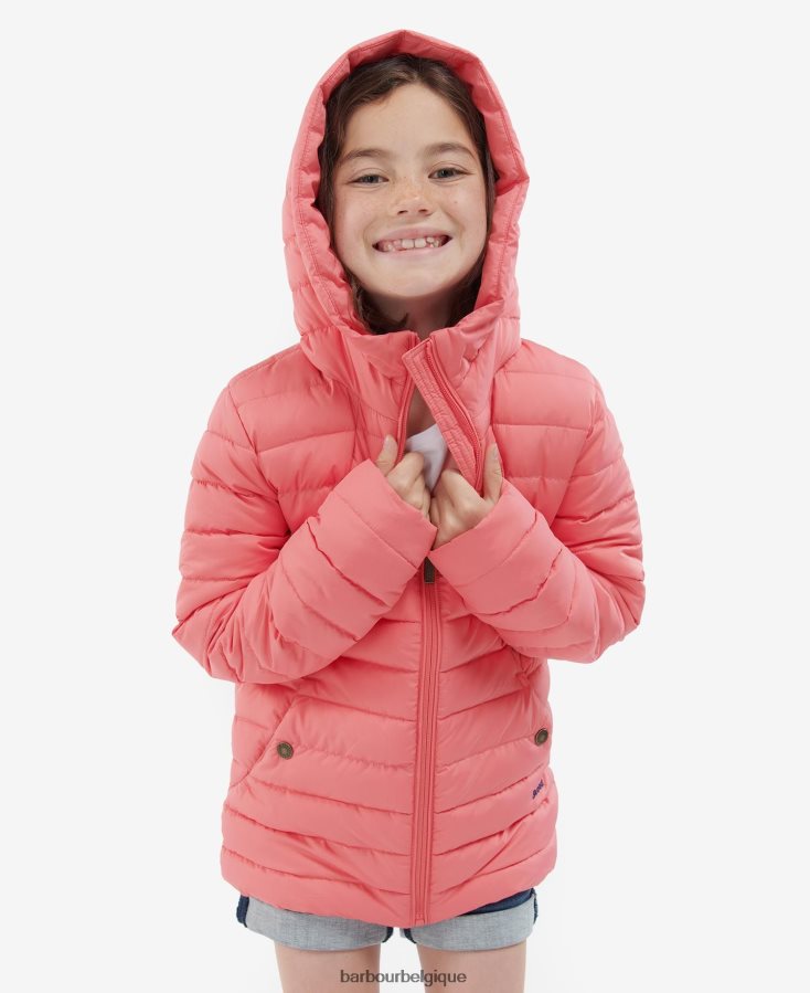 vêtements Barbour veste matelassée coraline punch rose/fleuri rétro filles T2L6ZP2546