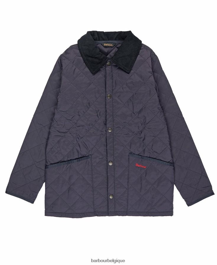 vêtements Barbour veste matelassée liddesdale olive foncé/rouge garçons T2L6ZP2481