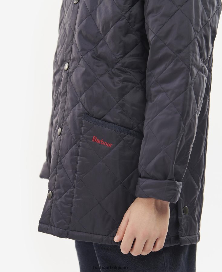 vêtements Barbour veste matelassée liddesdale olive foncé/rouge garçons T2L6ZP2481