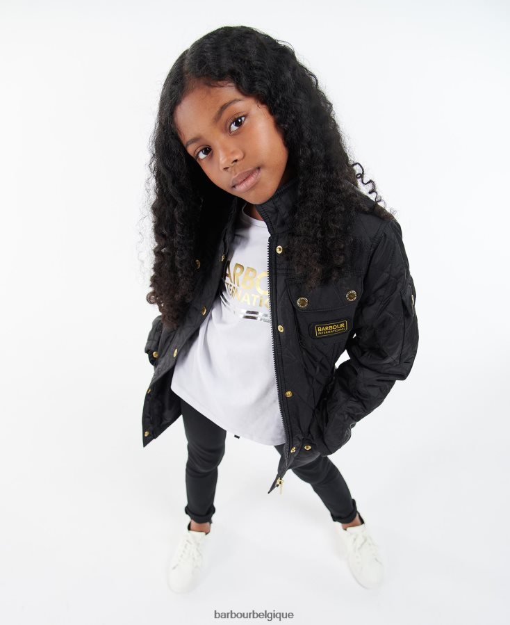 vêtements Barbour veste matelassée poids mouche rose cendré filles T2L6ZP2547