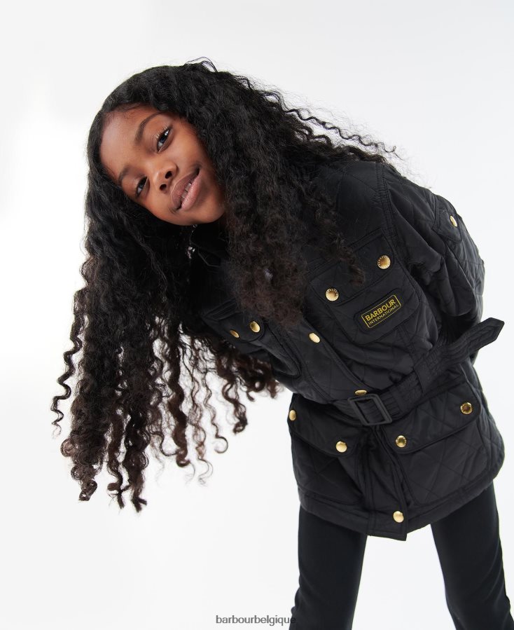 vêtements Barbour veste matelassée poids mouche rose cendré filles T2L6ZP2547